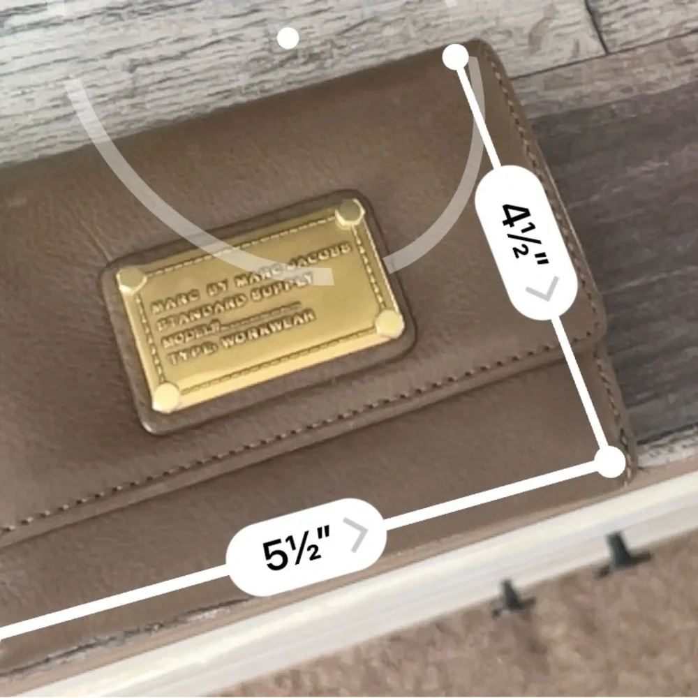 Marc Jacobs Taupe Leather Wallet with Gold Accents - Picture 5 of 5